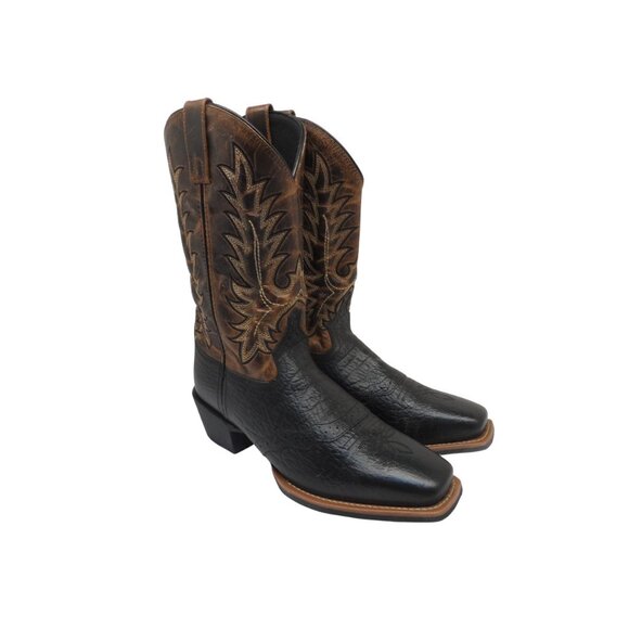 Laredo Men's 10" Cowboy Square Toe Leather Western Boots Brown/Black Size 9D - Picture 1 of 8